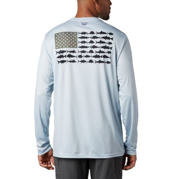 Columbia Terminal Tackle PFG Fish Flag Long Sleeve, Sudaderas Grises Para Hombre | 584012-SOF